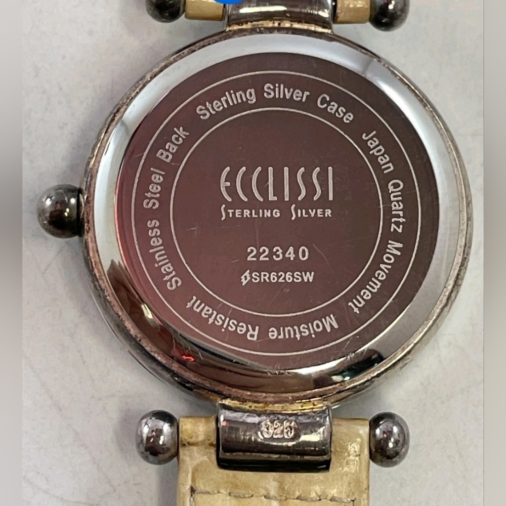 ECCLISSI 925 STERLING SILVER WATCH. VTG EXCELLENT Original Ecclissi Leather Band - Picture 13 of 14